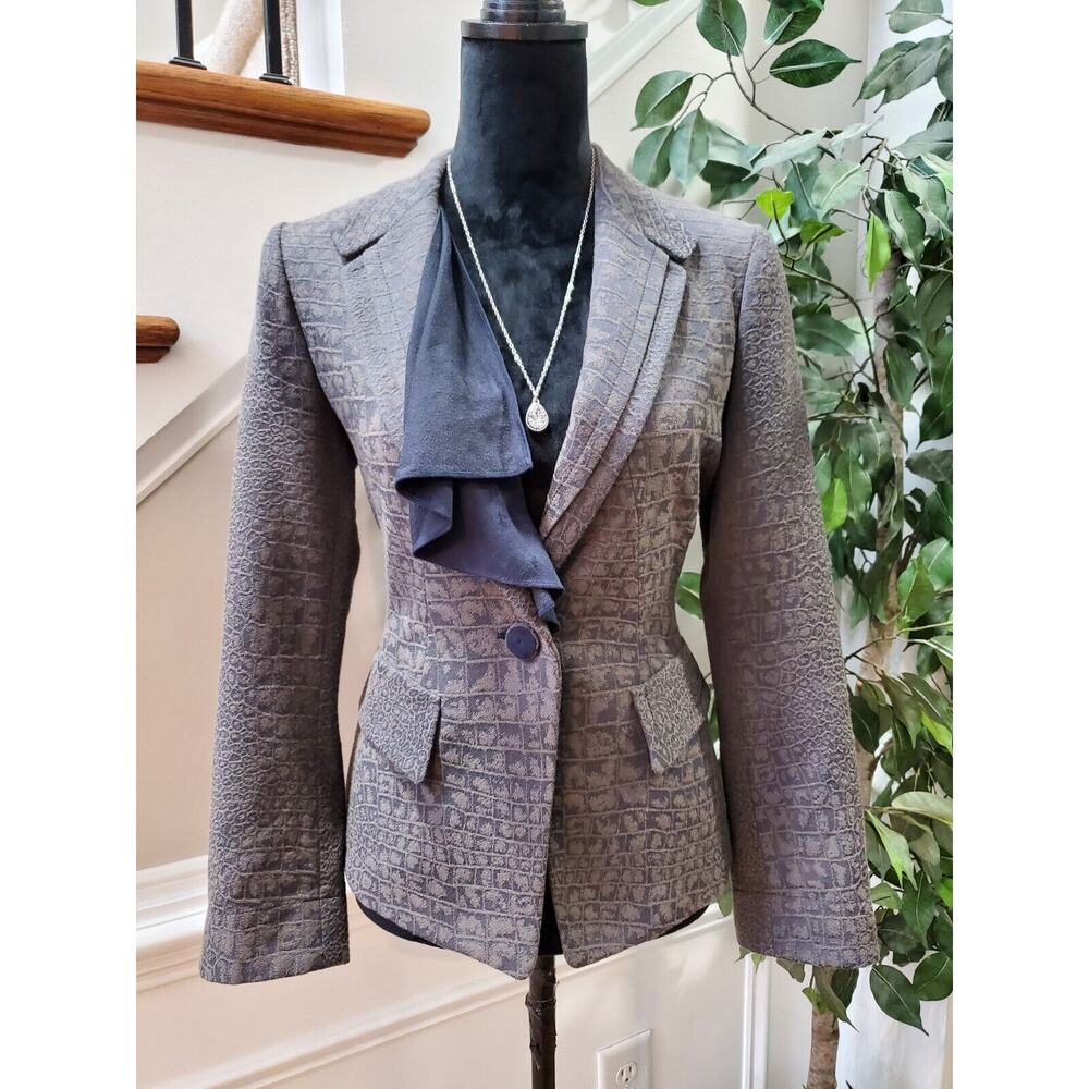 Thee Women's Gray Polyester Long Sleeve Single Breasted Casual Jacket Blazer M - Picture 13 of 13